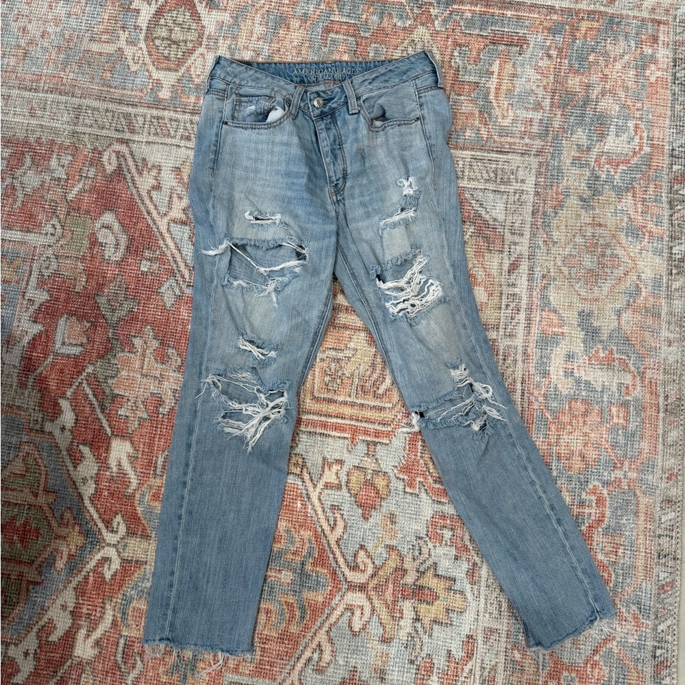 American Eagle Outfitters Blue Boyfriend Jeans Distressed
